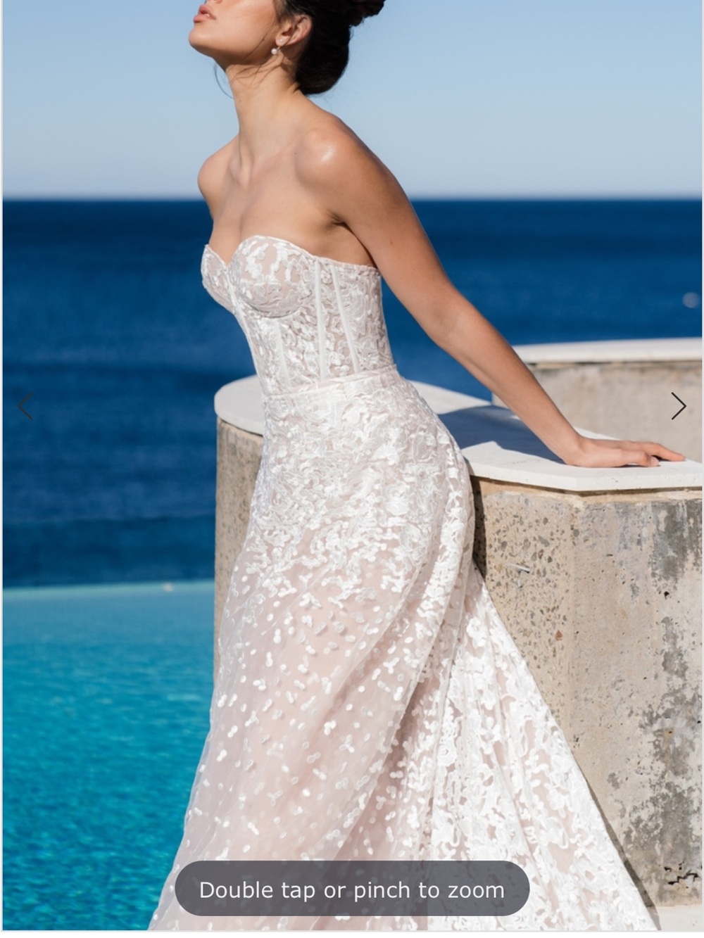 Strapless Floral Lace Wedding Gown in Ivory